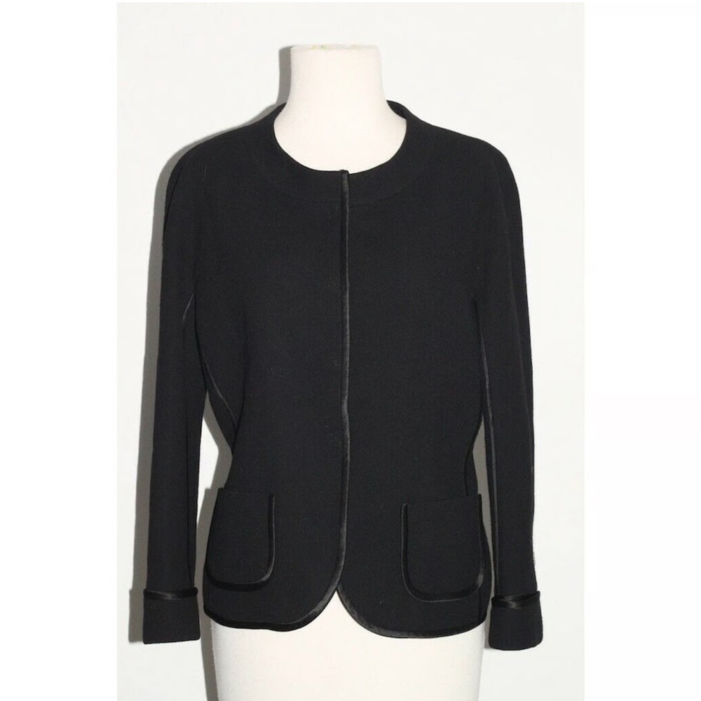 Lida Baday,Chic Black Blazer with Satin Accents